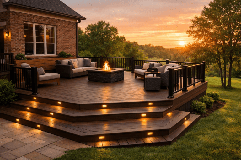 Serene sunset view with elegant deck
